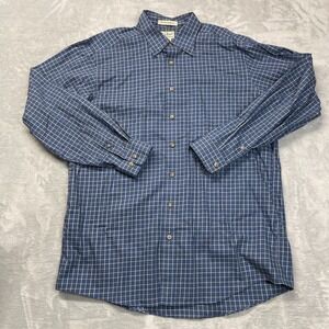 L.L. Bean Shirt Mens L Tall Blue Check Wrinkle Resistant Long Sleeve Button Down